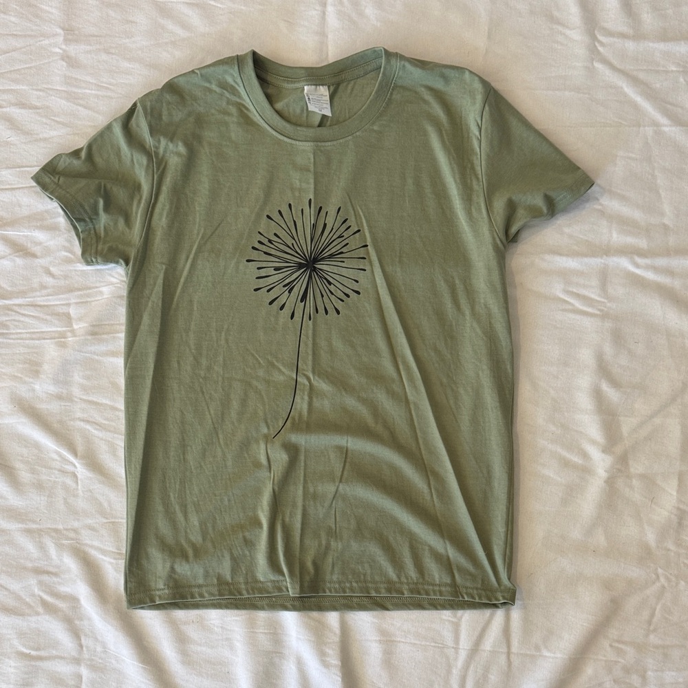 Olive Green Floral Burst Graphic Tee